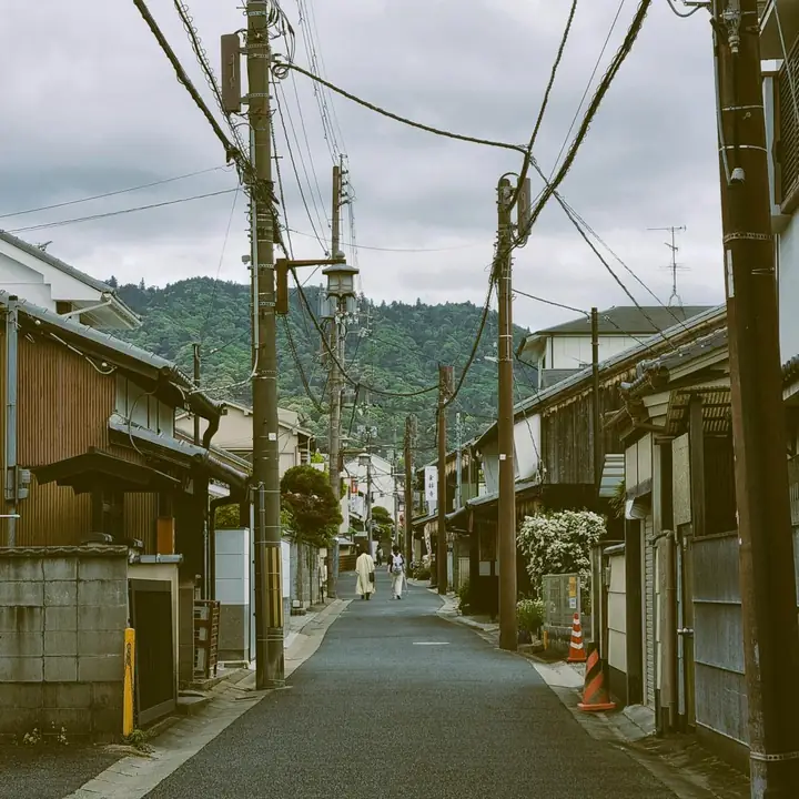 A residential street in Sakurai, Nara